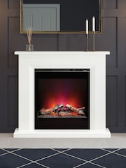 Be Modern White Lorento Marble Slim Electric Fireplace and Surround Suite - Image 1 of 4