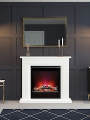 Be Modern White Lorento Marble Slim Electric Fireplace and Surround Suite - Image 2 of 4