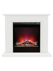 Be Modern White Lorento Marble Slim Electric Fireplace and Surround Suite - Image 3 of 4