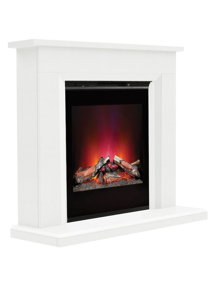 Be Modern White Lorento Marble Slim Electric Fireplace and Surround Suite - Image 4 of 4