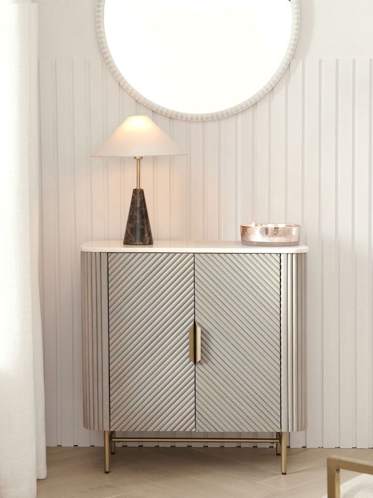 Light Grey Valencia Marble Mango Wood Small Sideboard - Image 2 of 11