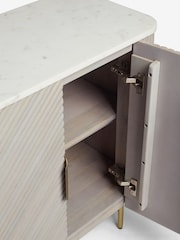 Light Grey Valencia Marble Mango Wood Small Sideboard - Image 6 of 11