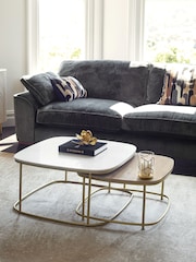 Light Grey Marble Mango Wood Nest of 2 Coffee Table Nest - Image 1 of 10