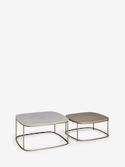 Light Grey Marble Mango Wood Nest of 2 Coffee Table Nest - Image 10 of 10