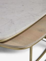 Light Grey Marble Mango Wood Nest of 2 Coffee Table Nest - Image 3 of 10