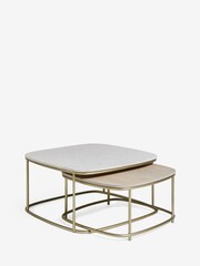 Light Grey Marble Mango Wood Nest of 2 Coffee Table Nest - Image 9 of 10