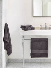 Jasper Conran London Charcoal Grey Zero Twist Lightweight Soft Fast Drying 100% Cotton Towel - Image 1 of 5