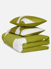 Jasper Conran London Spinach Green Floral Leaf 300 TC 100% Cotton Satin Duvet Cover - Image 3 of 4