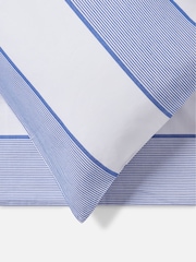 Jasper Conran London Blue Woven Pinstripe 100% Cotton Double Duvet Set - Image 2 of 5