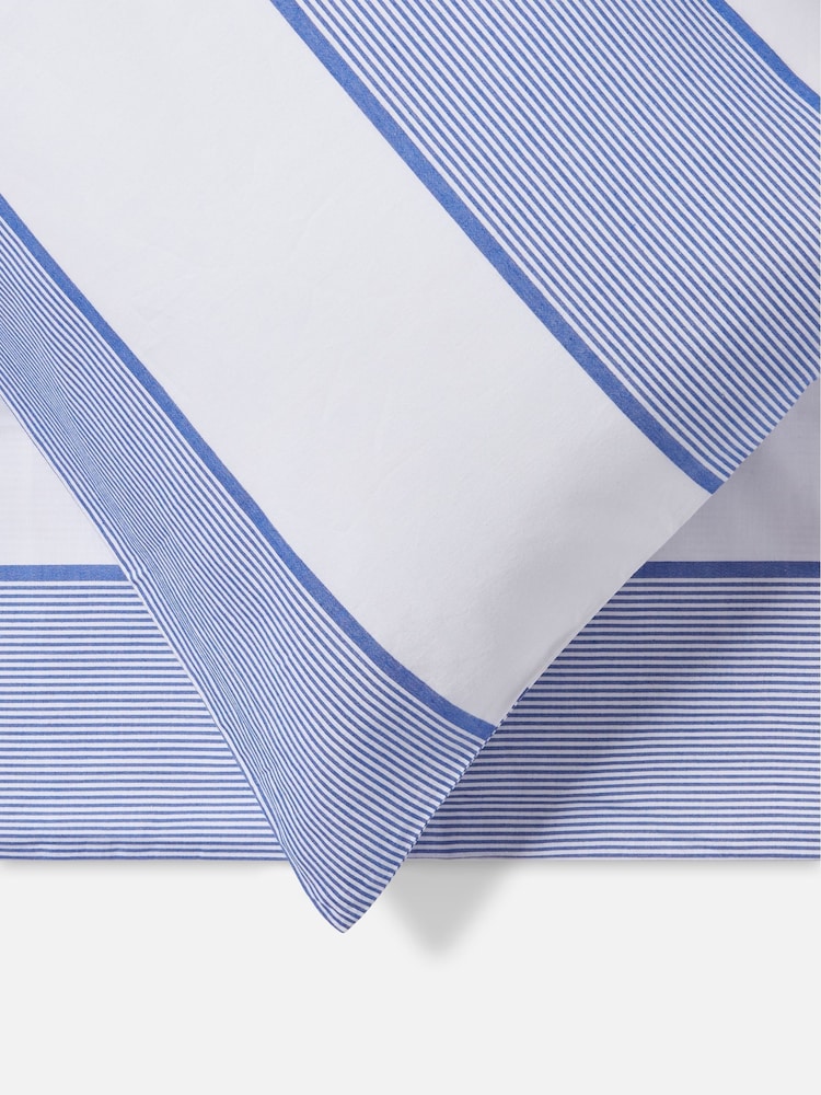 Jasper Conran London Blue Woven Pinstripe 100% Cotton Double Duvet Set - Image 2 of 5