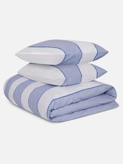 Jasper Conran London Blue Woven Pinstripe 100% Cotton Double Duvet Set - Image 4 of 5