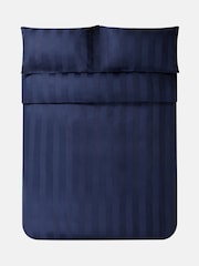 Jasper Conran London Navy Blue 500 Thread Count Satin Stripe 100% Cotton Pillowcase - Image 3 of 4