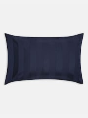 Jasper Conran London Navy Blue 500 Thread Count Satin Stripe 100% Cotton Pillowcase - Image 4 of 4