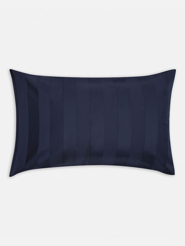 Jasper Conran London Navy Blue 500 Thread Count Satin Stripe 100% Cotton Pillowcase - Image 4 of 4