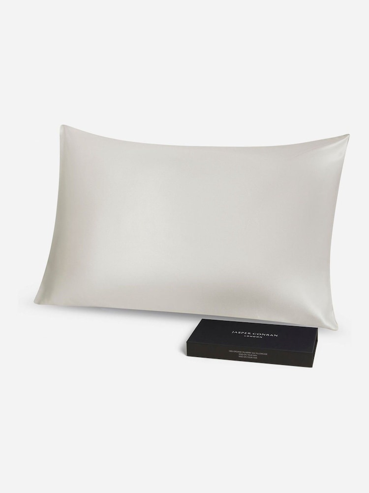 Jasper Conran London Lunar Rock Grey Silk Pillowcase - Image 1 of 6