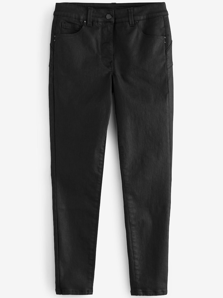 Black Lift, Slim And Shape Coated Denim Skinny Jeans - Image 4 of 4