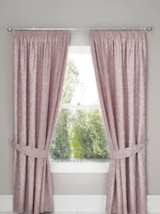 D&D Pink Woven Michaela Pencil Pleat Curtains - Image 1 of 3