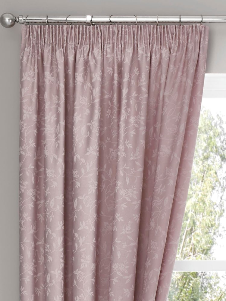 D&D Pink Woven Michaela Pencil Pleat Curtains - Image 2 of 3