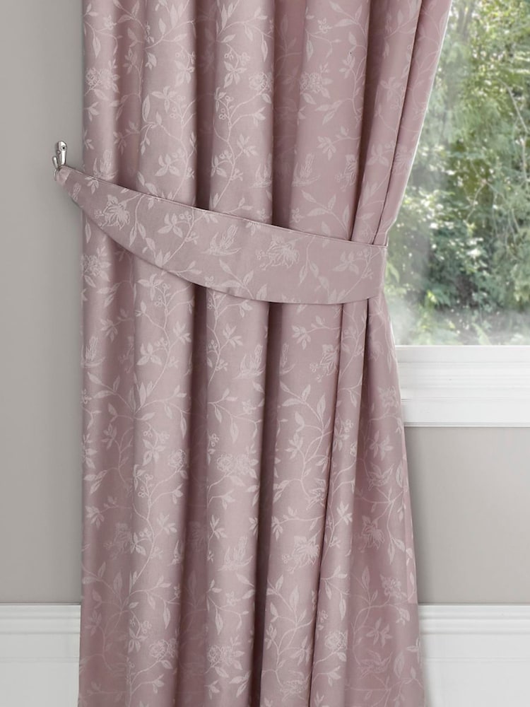 D&D Pink Woven Michaela Pencil Pleat Curtains - Image 3 of 3