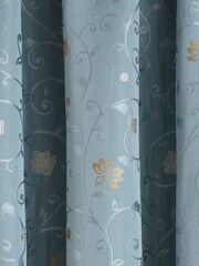 Curtina Blue Renata Pencil Pleat Curtains - Image 4 of 4