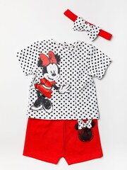 Disney Red Minnie Mouse Top, Shorts And Headband Set - Image 1 of 4