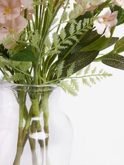 Pink Artificial Flowers In Large Glass Vase - Image 4 of 4