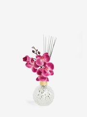 Pink Artificial Orchid In Faceted Glass Vase - Image 2 of 2