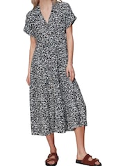 Whistles Black Abstract Smudge Tiered Dress - Image 1 of 4