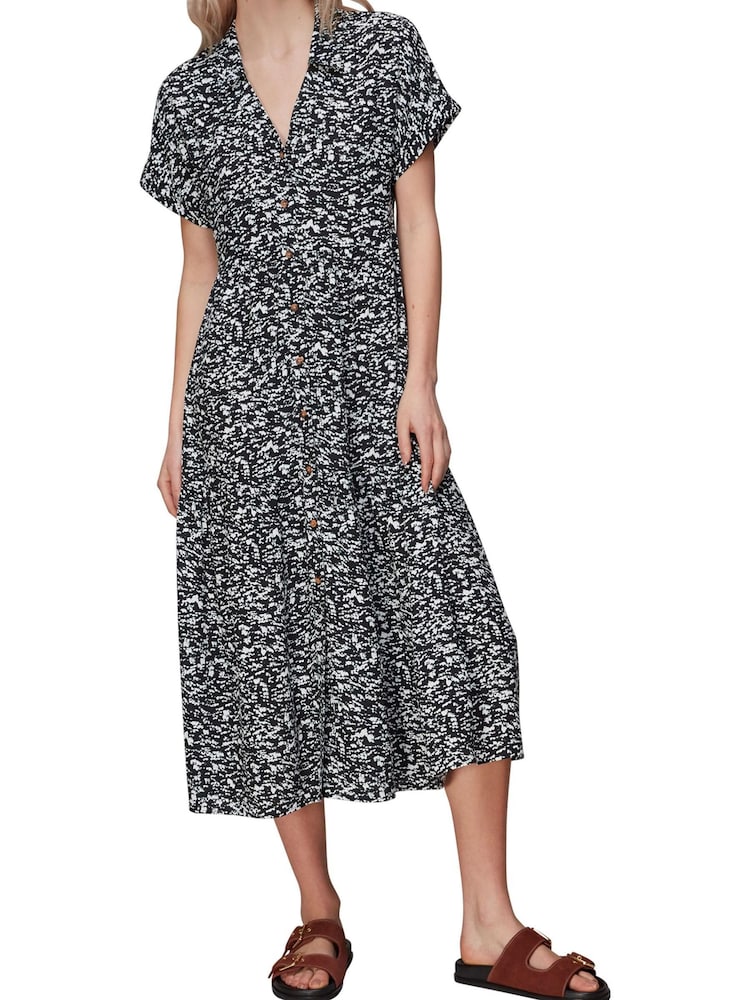 Whistles Black Abstract Smudge Tiered Dress - Image 1 of 4