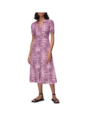Whistles Pink Rowan Hyena Spot Midi Dress - Image 1 of 4