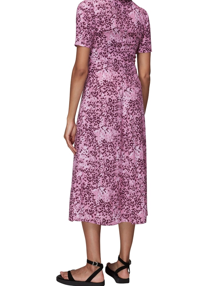 Whistles Pink Rowan Hyena Spot Midi Dress - Image 2 of 4