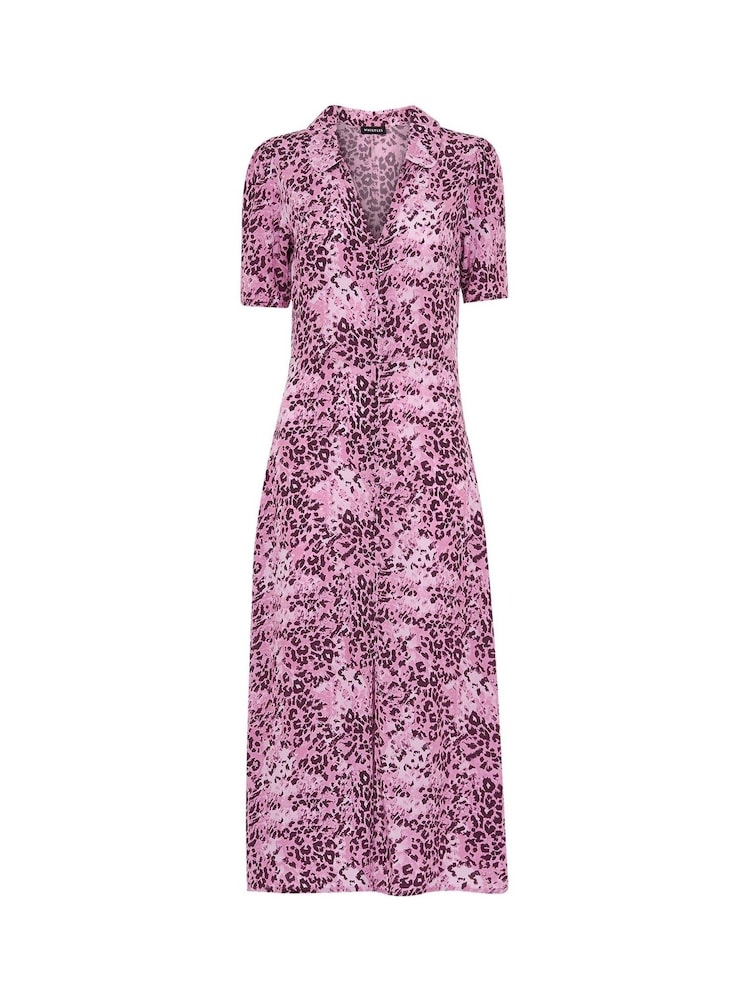 Whistles Pink Rowan Hyena Spot Midi Dress - Image 4 of 4