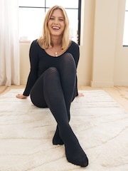 Black Texture Thermal 100D Tights - Image 1 of 7