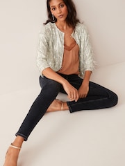 Silver Sequin Fringe Tassel Long Sleeve Jacket - Image 3 of 5