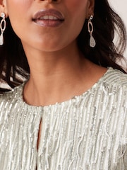 Silver Sequin Fringe Tassel Long Sleeve Jacket - Image 4 of 5