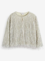 Silver Sequin Fringe Tassel Long Sleeve Jacket - Image 5 of 5