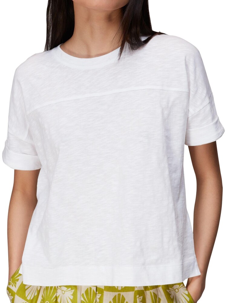 Whistles Olsen T-Shirt mit Ziernaht, Weiß - Bild 2 von 4