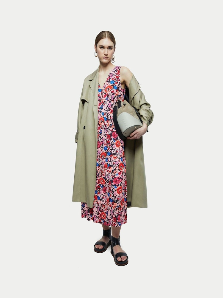 Jigsaw Pink Wild Bouquet Sleeveless Jersey Dress - Image 2 of 6