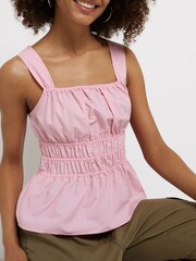 River Island Pink Light Poplin Shirred Cami - Image 2 of 4