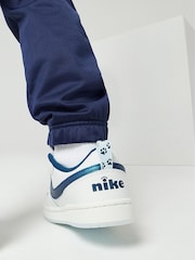 Nike White/ Blue Glitter Court Borough Low Youth Trainers - Image 12 of 14