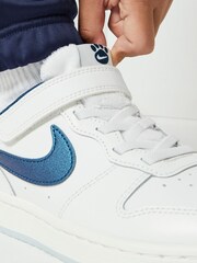 Nike White/ Blue Glitter Court Borough Low Youth Trainers - Image 13 of 14