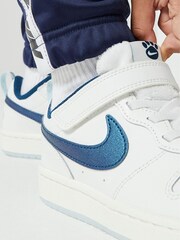Nike White/ Blue Glitter Court Borough Low Youth Trainers - Image 14 of 14