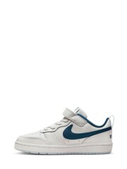 Nike White/ Blue Glitter Court Borough Low Youth Trainers - Image 2 of 14