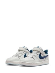 Nike White/ Blue Glitter Court Borough Low Youth Trainers - Image 3 of 14