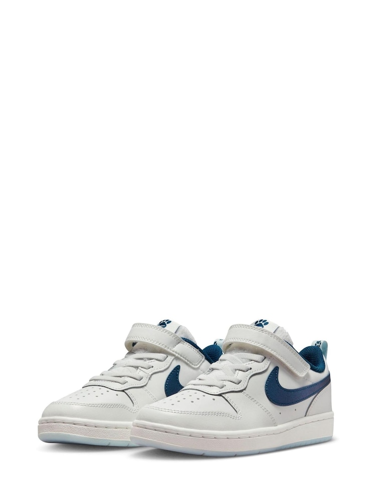 Blanc/Bleu paillettes - Baskets Nike Court Borough ado basses - Image 3 of 14