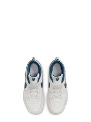 Nike White/ Blue Glitter Court Borough Low Youth Trainers - Image 4 of 14