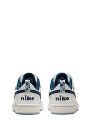 Nike White/ Blue Glitter Court Borough Low Youth Trainers - Image 5 of 14