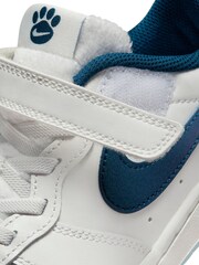 Nike White/ Blue Glitter Court Borough Low Youth Trainers - Image 9 of 14