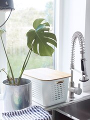 Orthex Set of 4 White Smartstore 13L Baskets With Bamboo Lids - Image 3 of 6