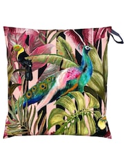 Evans Lichfield Black Toucan Peacock Outdoor Floor Cushion - Image 1 of 4